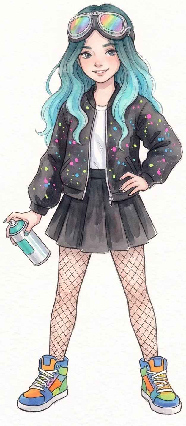 やわらかな水彩調で描かれた同じ少女のイラスト。にじみのある淡い着彩で、背景全体に水彩紙の目のテクスチャが出ている